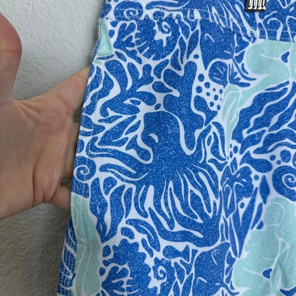 Johnnie-O Men Topia Swim Trunks Olympic Blue Mermaid Octopus Beach Vacay XXL NEW